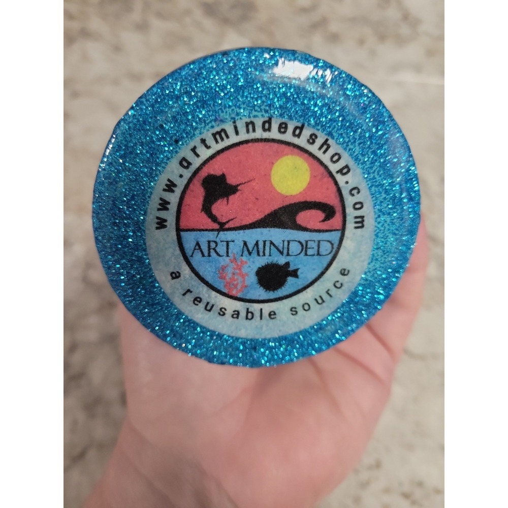 Art Minded Stainless Steel Insulated Tumbler 21-30 oz Blue Glitter Cow Slide Lid - Picture 5 of 5